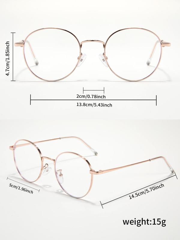 Unisex Preppy Style Round Frame Eyeglasses, 1 Pair Trendy All-match Minimalist Eyeglasses for Everyday, Versatile Accessories for Daily Use
