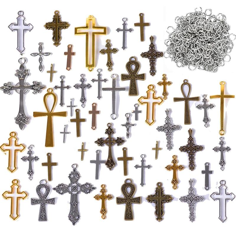 Random Vintage Cross Pendant, 100g(50-60pcs) DIY Jewelry Making Supplies, Jewelry Making Accessories for Women & Teenager