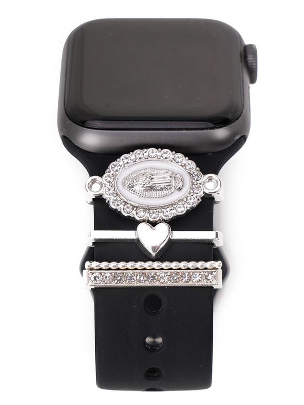Sparkling Rhinestone Decorated Watch Band Decoration Ring, Virgin Mary Watch Band Decorations for Apple Watch Bands Accessories Series, Exquisite Watch Accessories for Birthday Gift