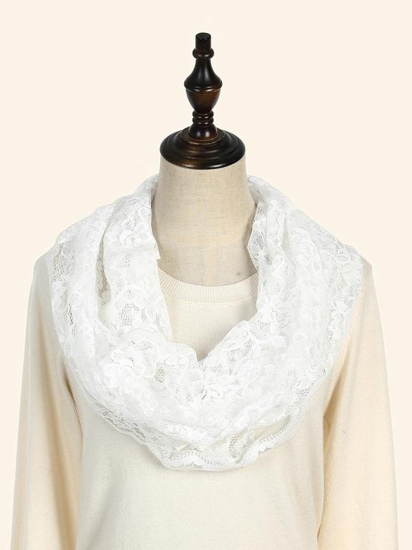 Women's Elegant Hollow Out Flower Design Headscarf, Fashionable Lace Embroidered Headscarf, Wedding Bridal Headwear for Women