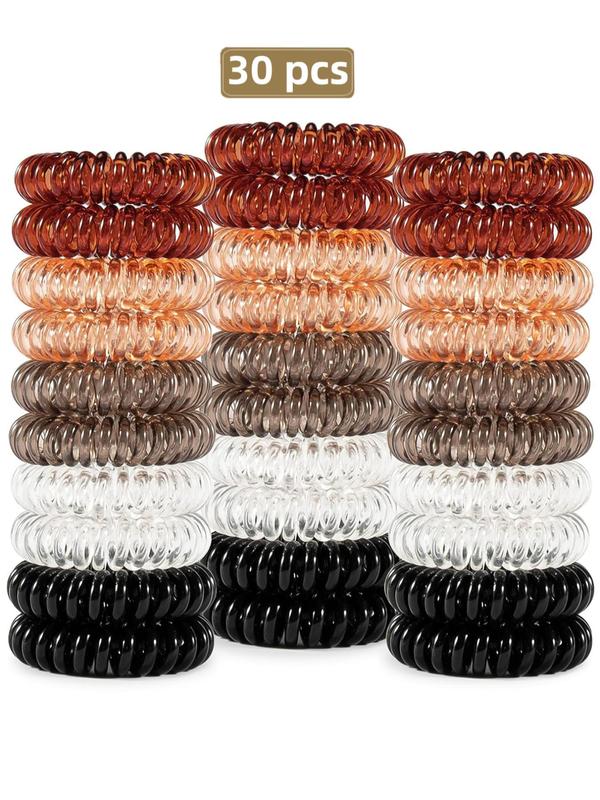 Simple Style Plain Color Elastic Telephone Line Hair Ties, Casual Versatile Hair Accessories for Women, Minimalist Headwear Suitable for Thick Hair