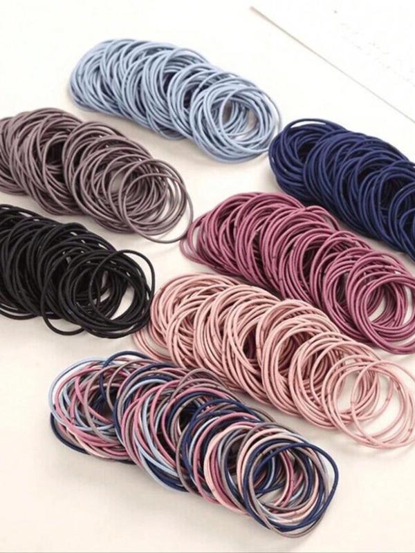 Solid Color High Stretch Hair Ties, 100pcs Elastic Rubber Bands for Women & Men, Thin Hair Rubber Bands, Ponytail Scrunchies, Hair Accessories for Women
