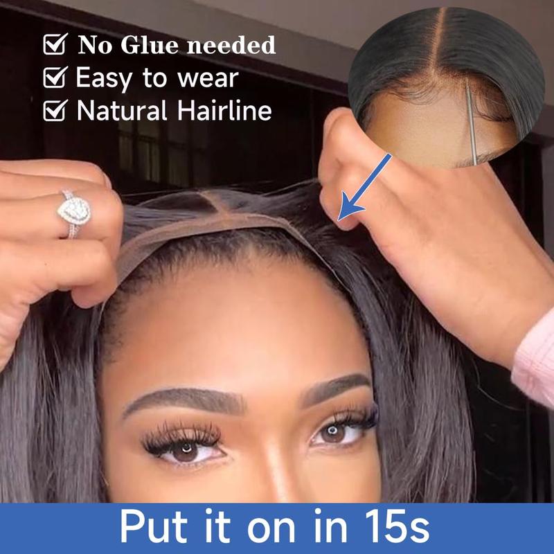 West Kiss Ready Go Pre Cut Glueless 7x4 Bob Wig Straight Human Hair Wig Pre Bleached Pre Plucked With Baby Hair