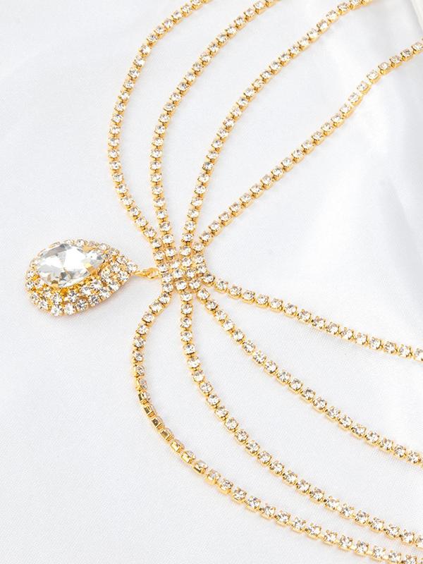 Multi-layer Water Drop Rhinestone Decorated Bridal Headwear, Exquisite Tiered Layer Design Headwear for Wedding Party, Fashionable Hair Accessories for Women