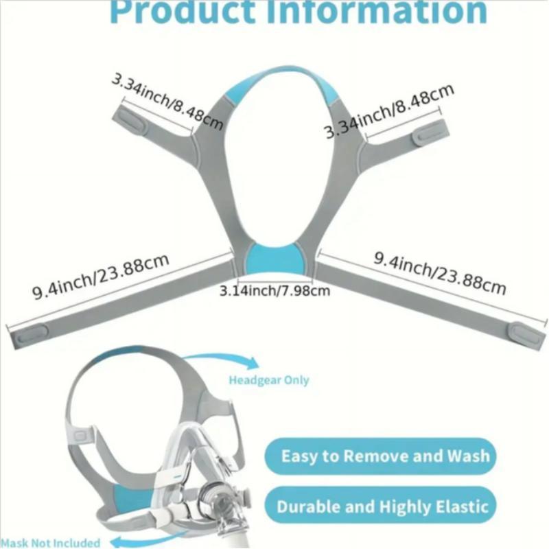 F20 Full Face Replacement Headgear Strap, 1 Count Flexible Adjustable Nasal Pillow CPAP with Clips, Comfortable Fit & Soft Elastic Headband