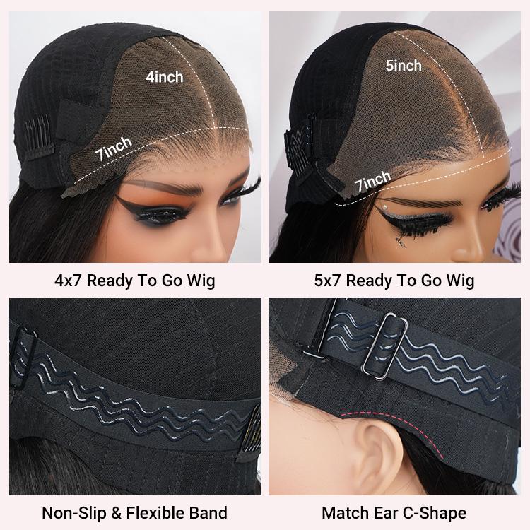 West Kiss Ready Go Pre Cut Glueless 7x4 Bob Wig Straight Human Hair Wig Pre Bleached Pre Plucked With Baby Hair