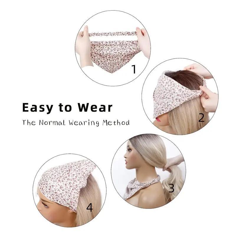 Floral Print Bandana, Cute Wide Band Triangle Scarf, Elastic Headband for Women & Girls, Fashion Hair Accessories for Beach, Travel, Vacation, Fall Accessories, Hair Accessories