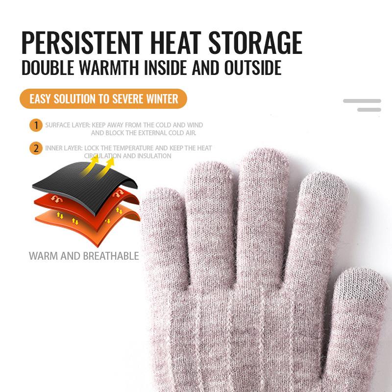 Winter Warm Touch Screen Gloves Women'S Elastic Knitted Gloves Acrylic Full Finger Gloves Women'S Knitted Winter Gloves