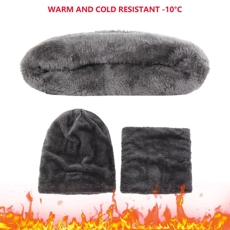3-Piece Winter Accessories Set - Soft Cuff Knit Beanie Hat, Cozy Neck Warmer Scarf, and Warm Full Finger Gloves - Thermal Hat with Letter Patch, Plush Fleece Neck Warmer, Unisex Design for Women and Men