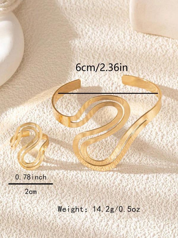 Women's Elegant Fashion Bracelet & Ring, Fashion Jewelry Set for Party, Daily Clothing Decor, Trendy All-match & Exquisite Jewelry for Birthday Gift