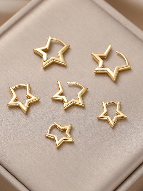 Star Design Stud Earrings (6pcs), Fashionable Jewelry for Women & Girls for Party, Daily Clothing Decor, Trendy All-match & Exquisite Jewelry for Birthday Gift