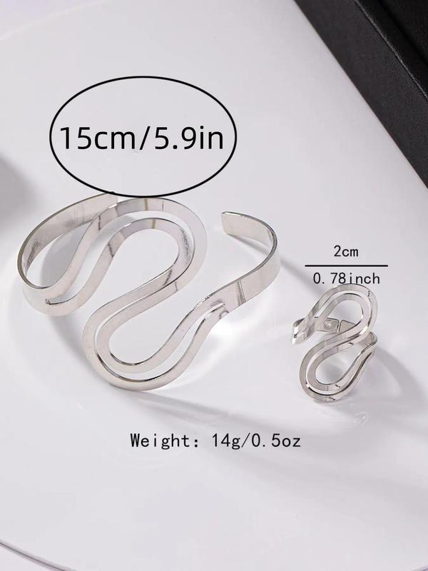 Women's Elegant Fashion Bracelet & Ring, Fashion Jewelry Set for Party, Daily Clothing Decor, Trendy All-match & Exquisite Jewelry for Birthday Gift