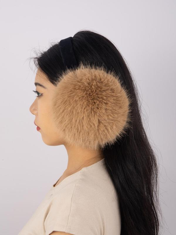 Women's Solid Color Fashion Large Fluffy Plush Earmuffs, Casual Simple Plain Color Soft Comfortable Ear Cover, Elegant All-match Warm Ear Cover for Winter