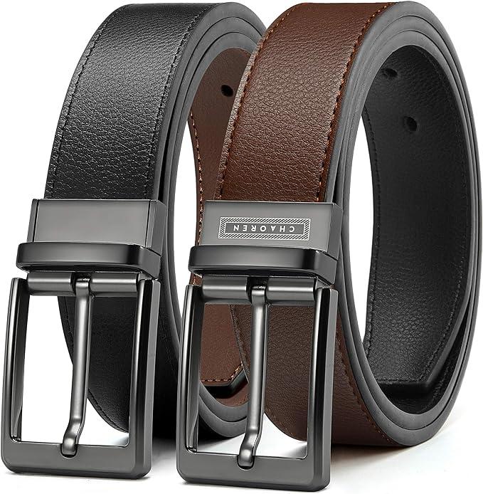 CHAOREN Leather Reversible Belt for Men 1 3 8