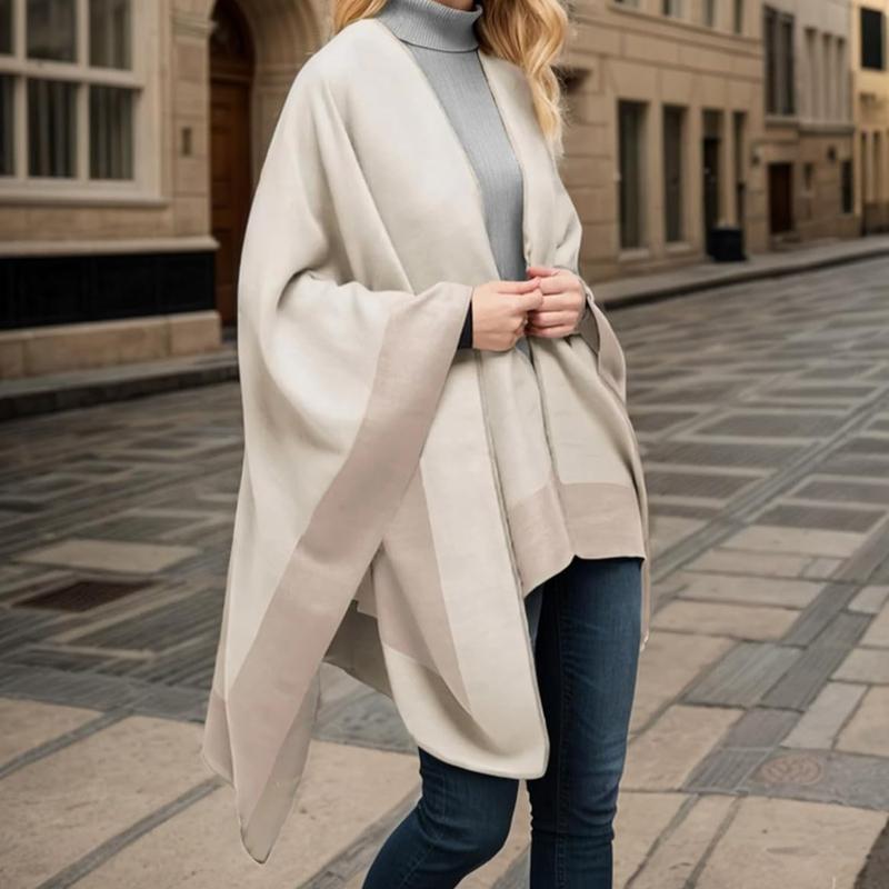 Autumn Winter women's fashion shawl Front open shawl sweater Casual cardigan shawl Poncho Warm running shawl