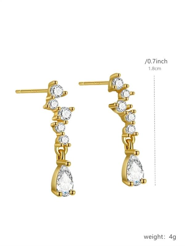 1 Pair Women's Elegant Rhinestone Decorated Dangle Earrings, Trendy Exquisite Tassel Design Drop Earrings, Fashionable Jewelry for Women for Daily Decoration