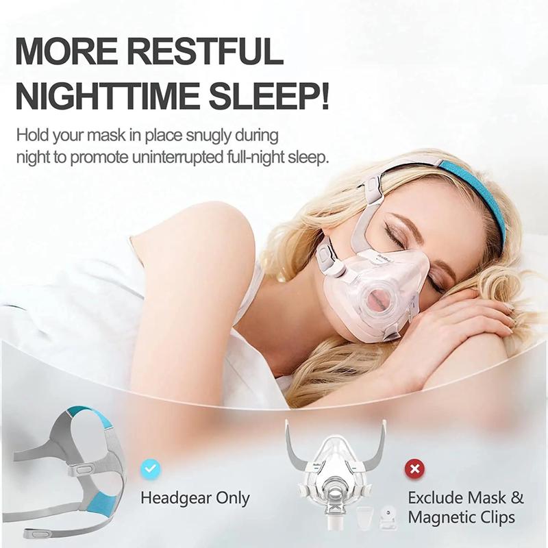 F20 Full Face Replacement Headgear Strap, 1 Count Flexible Adjustable Nasal Pillow CPAP with Clips, Comfortable Fit & Soft Elastic Headband