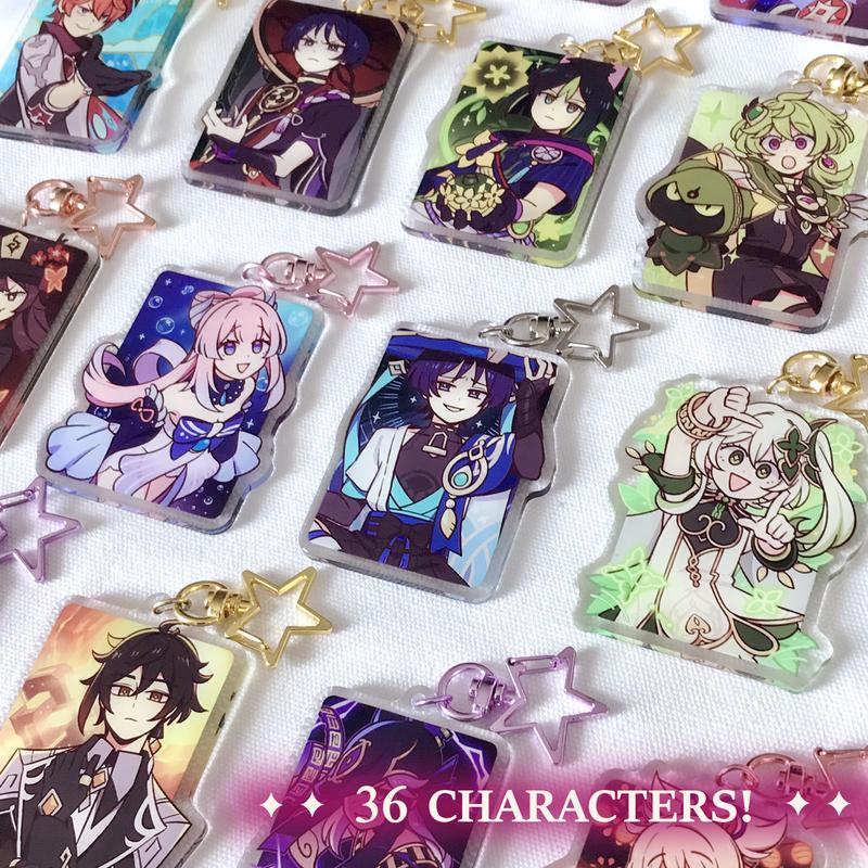 Genshin Impact Charm Anime Keychains - 36 Character Options