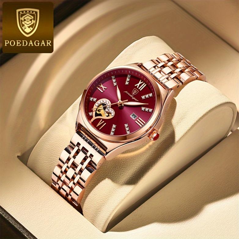 dr  POEDAGAR Women's Watch Heart Hollow Out Fashion Quartz Watch Luxury Rhinestone Analog WR Stainless Steel Wrist Watch  uk
