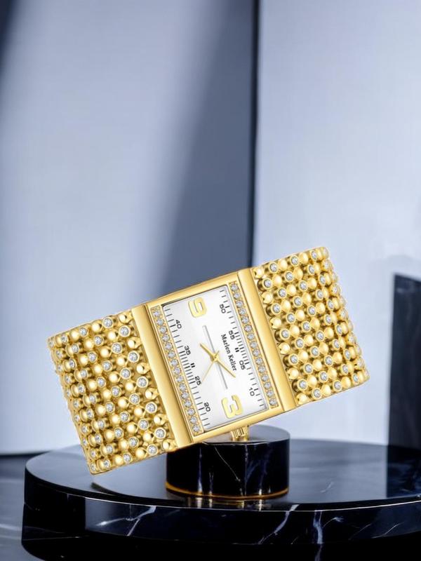 Women's Elegant Rhinestone Decorated Quartz Watch, Exquisite Trendy Wristwatch, Fashionable Watch for Women As Gift with Box