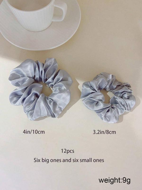 Solid Color Ruched Design Satin Scrunchie, Elegant High Stretch Hair Accessories for Women & Girls, Minimalist Headwear Suitable for Thick Hair