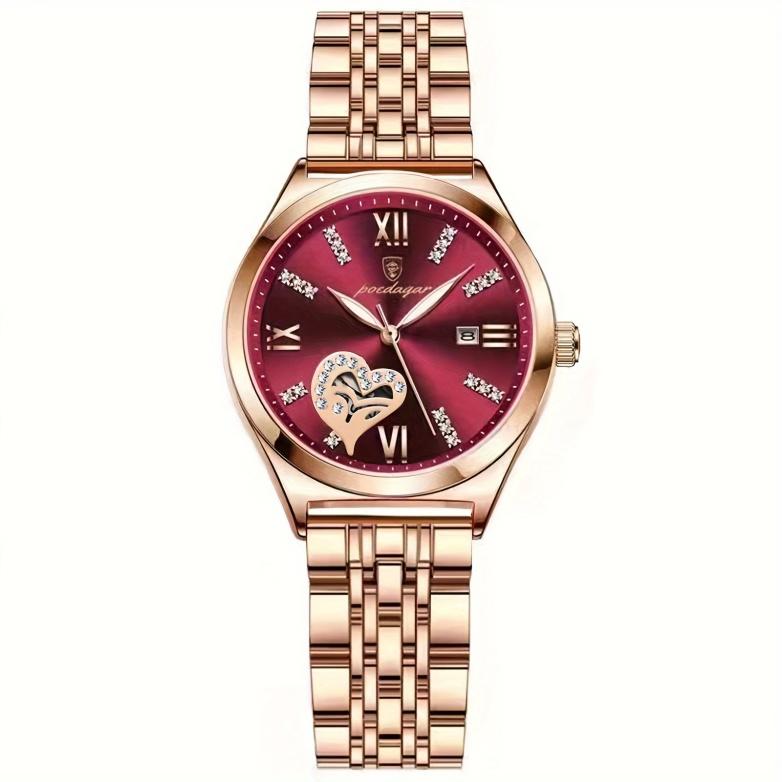 dr  POEDAGAR Women's Watch Heart Hollow Out Fashion Quartz Watch Luxury Rhinestone Analog WR Stainless Steel Wrist Watch  uk