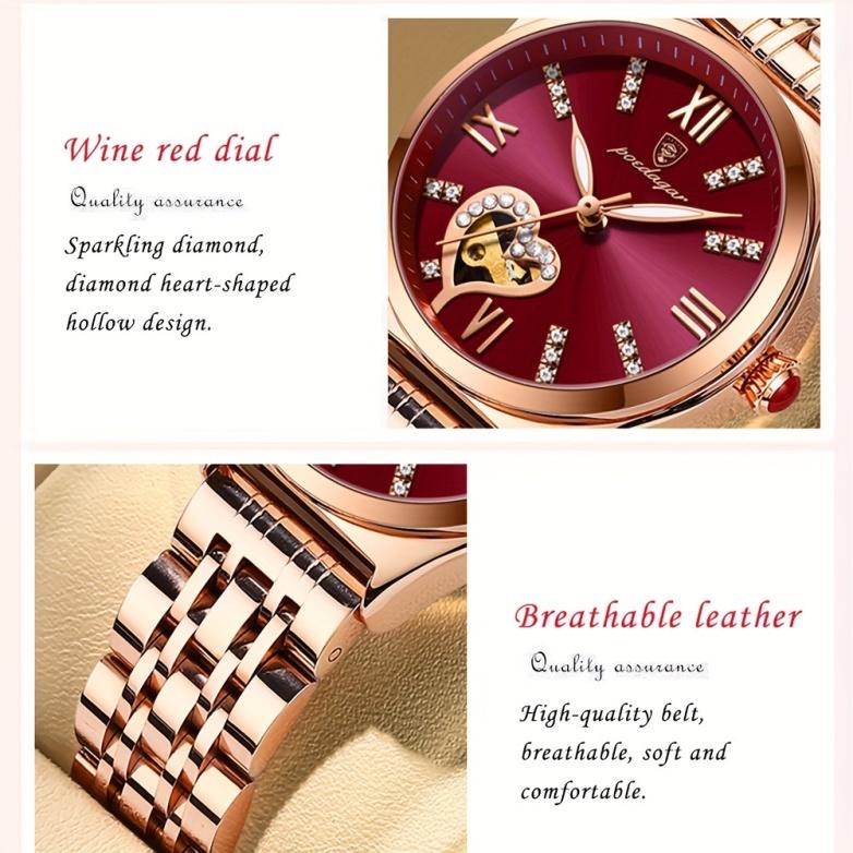 dr  POEDAGAR Women's Watch Heart Hollow Out Fashion Quartz Watch Luxury Rhinestone Analog WR Stainless Steel Wrist Watch  uk