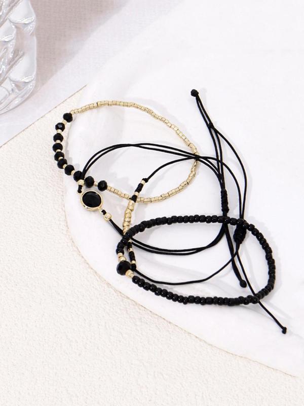 Boho Style Beaded Bracelet Set, 2024 New Style Fashionable Jewelry for Women & Men, Trendy All-match & Exquisite Matching Bracelet for Birthday Gift