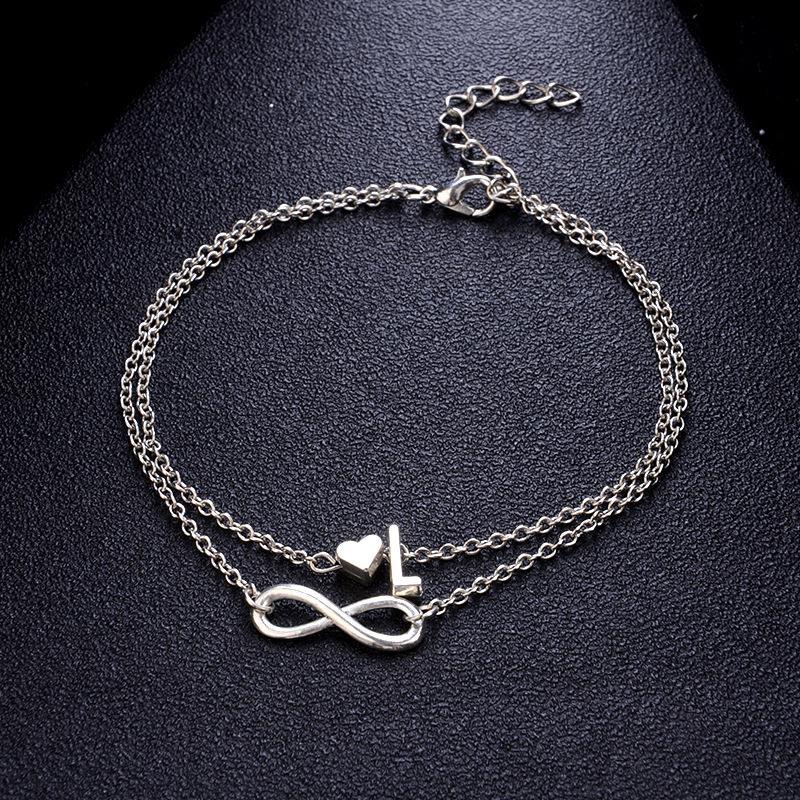 Fashion ladies anklet and bracelet love 26 letters alloy