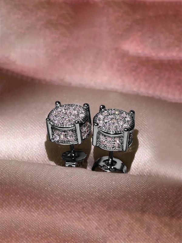 Rhinestone Decorated Stud Earrings, Women's Anniversary Wedding Jewelry Gift, Elegant Light Luxury Accessory
