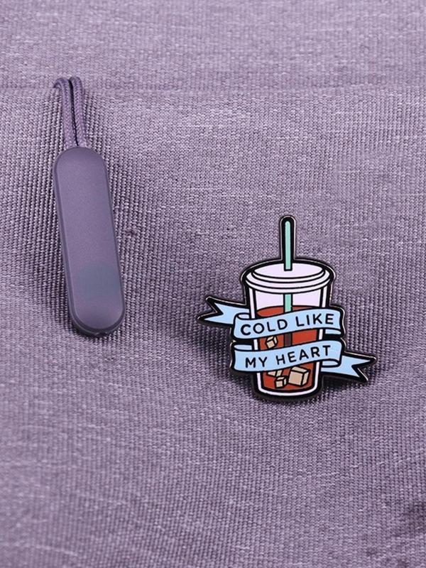 Coffee & Letter Pattern Brooch, Cute Coffee Cup Design Brooch, Fashion Accessories for Women & Men, Trendy All-match  Enamel Pin Suitable for Backpacks, Jeans, Scarves, Hats Decoration