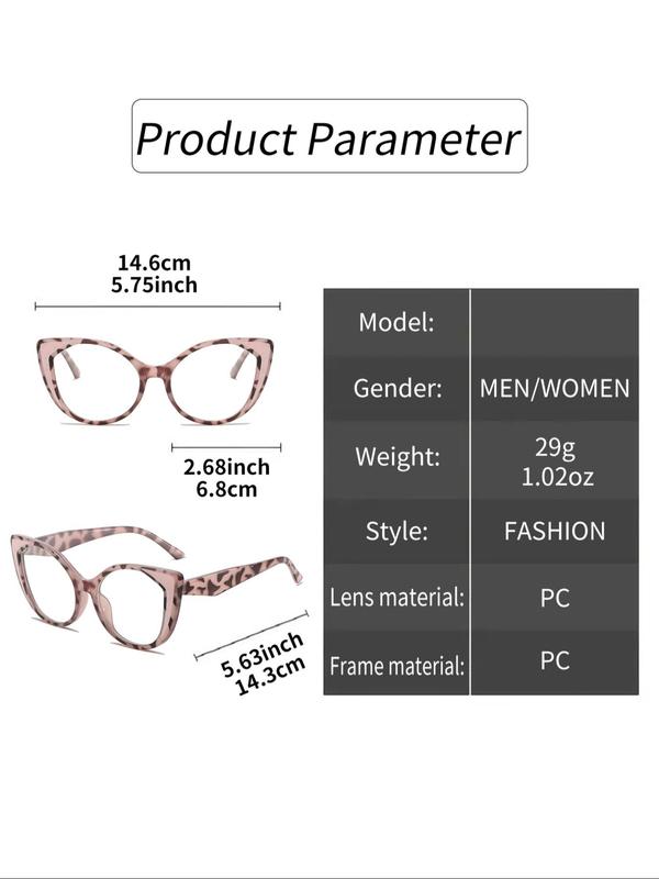 Simple Eyeglasses for Everyday Use (1 Pair), Basic Flat Frame Cat Eye Colorblock Fashion Eyeglasses for Women & Men, Fashion Eyeglasses for Work, Daily Clothing Decor, Perfect for Student Daily Use