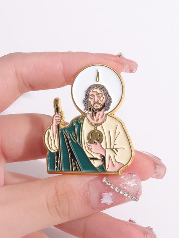 Jesus Christ Design Brooch, Retro Alloy Badge, Clothes Accessories for Men & Women, Hats Decoration Fixed Buckle, Casual Zinc Alloy Jewelry for Men & Women