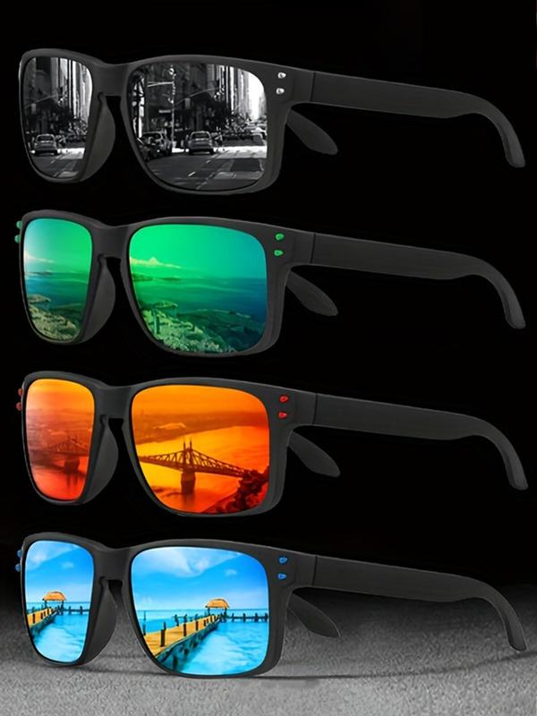 Unisex Sporty Square Frame Tinted Sunglasses Set, Windproof Sunglasses for Cycling, Baseball, Running, Golf, Fashion Accessories for Outdoor Activities
