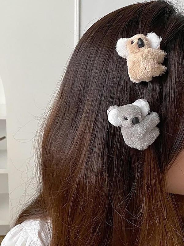 Women 2pcs Cartoon Koala Decor Hair Claw Set, Casual Versatile Shark Clip for Women & Girls, Elegant All-match Fashion Accessories for Daily & Party Decoration, Exquisite Jewelry for Birthday Gifts
