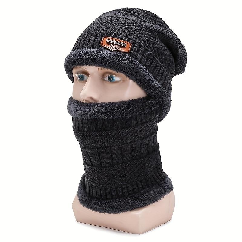 1 Piece Winter Windproof Knitted Warm Hat, Men's Winter Scarf Collar Sets