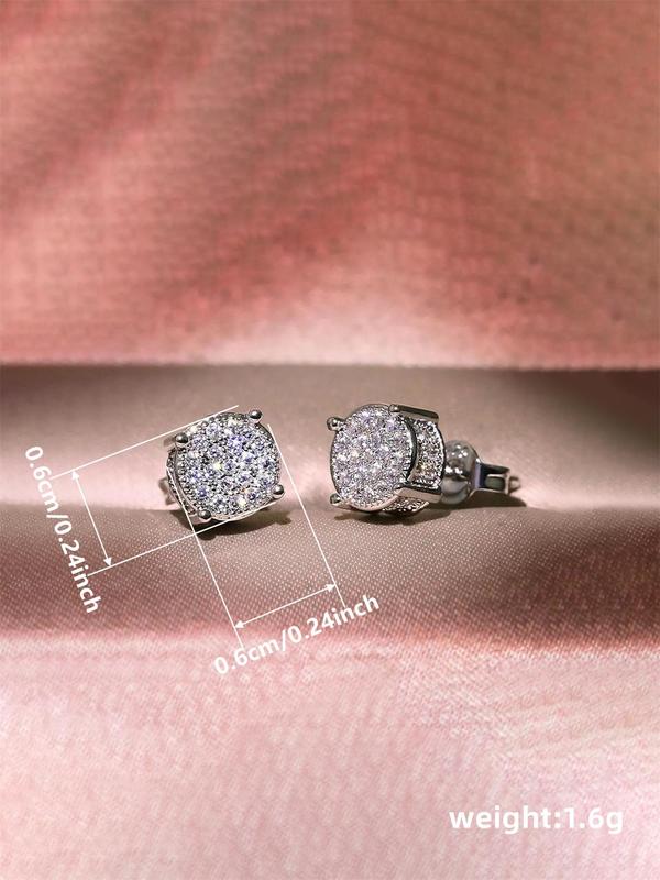 Rhinestone Decorated Stud Earrings, Women's Anniversary Wedding Jewelry Gift, Elegant Light Luxury Accessory