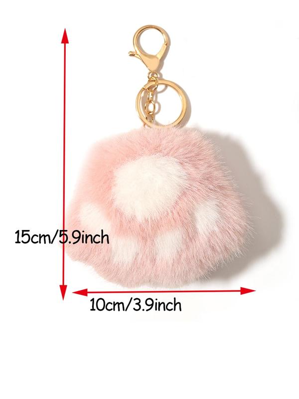 Women's Cute Fluffy Cat Paw Design Keychain, Fuzzy Novelty Keychain for Women & Girls for Car Keys, Fashion Kawaii Accessories for Daily Decoration