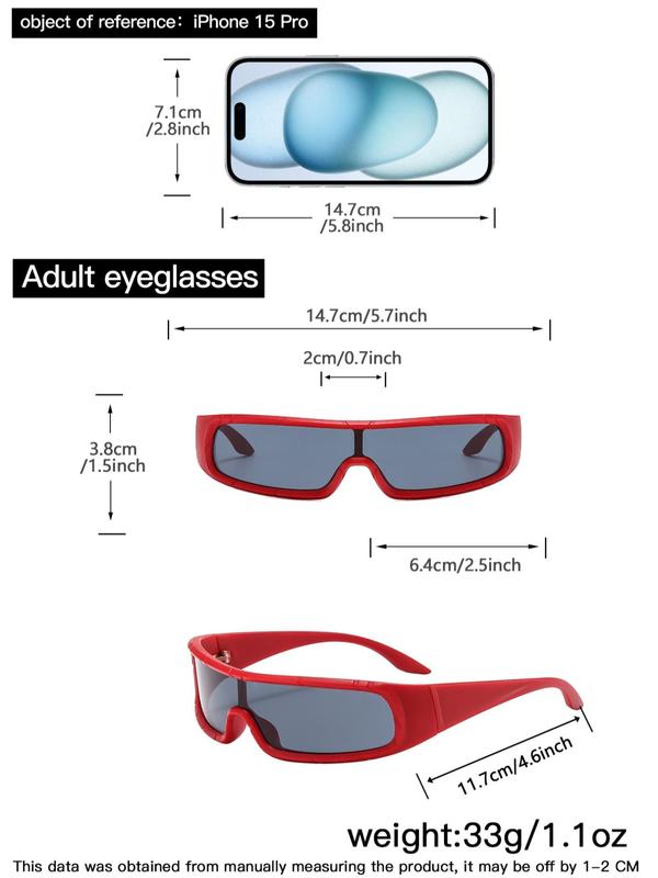 Unisex Punk Style Sunglasses, Trendy Y2K Style Wrap Around Sunglasses for Everyday Use, Fashion Accessories for Outdoor Activities
