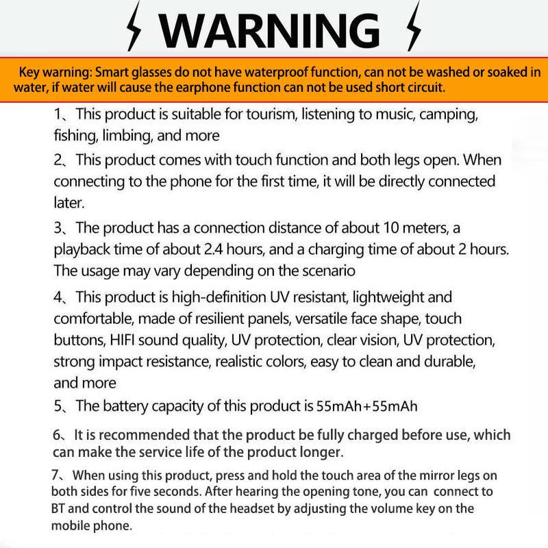 Smart Glasses, Multifunctional Fashionable Wireless Touch Control Glasses, IPX5 Waterproof Bluetooth-compatible Glasses for Men & Women, Smart Sunglasses