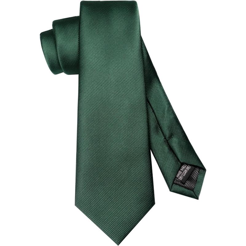 Solid Color Formal Necktie and Pocket Square Tie Clip Sets for Men