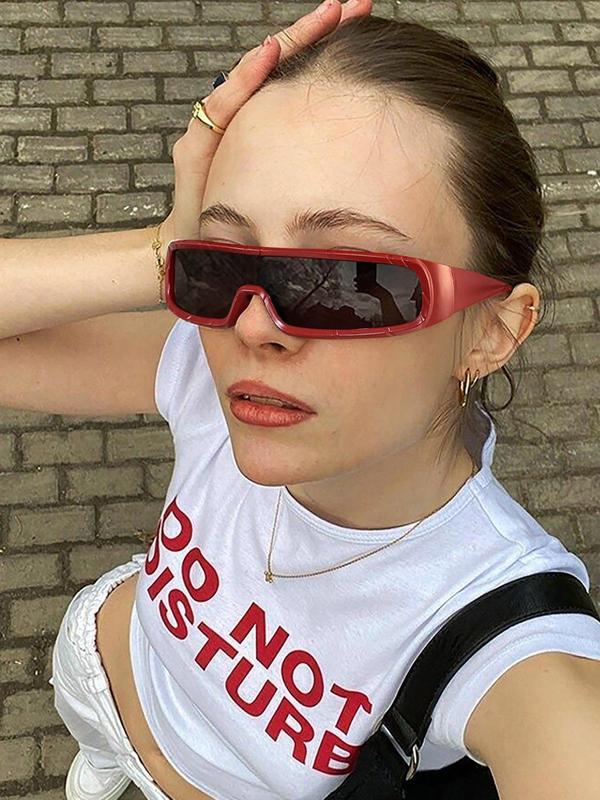 Unisex Punk Style Sunglasses, Trendy Y2K Style Wrap Around Sunglasses for Everyday Use, Fashion Accessories for Outdoor Activities