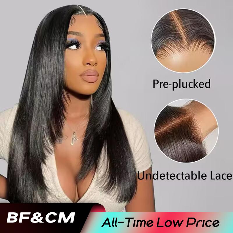 Wavymy Trendy Layered Cut 90's Inspired Pre-bleached Wear Go Glueless Wigs 180% Density Straight 4x6 HD Lace Closure Wigs 100% Human Hair