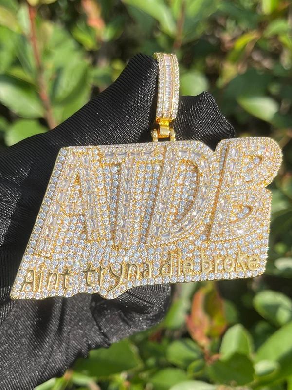 Rhinestone Letter Design Pendant Hip Hop Jewelry, Fashion Accessories for Party, Daily Decor