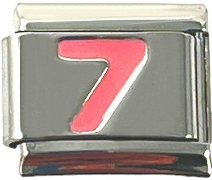 Italian Charm Link Pink Number 7 - 9mm