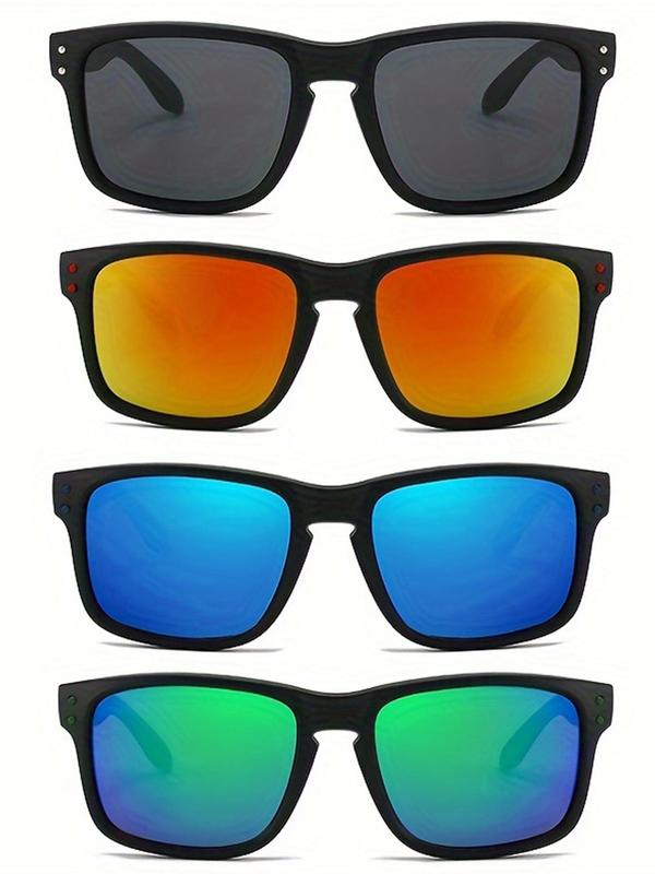 Unisex Sporty Square Frame Tinted Sunglasses Set, Windproof Sunglasses for Cycling, Baseball, Running, Golf, Fashion Accessories for Outdoor Activities