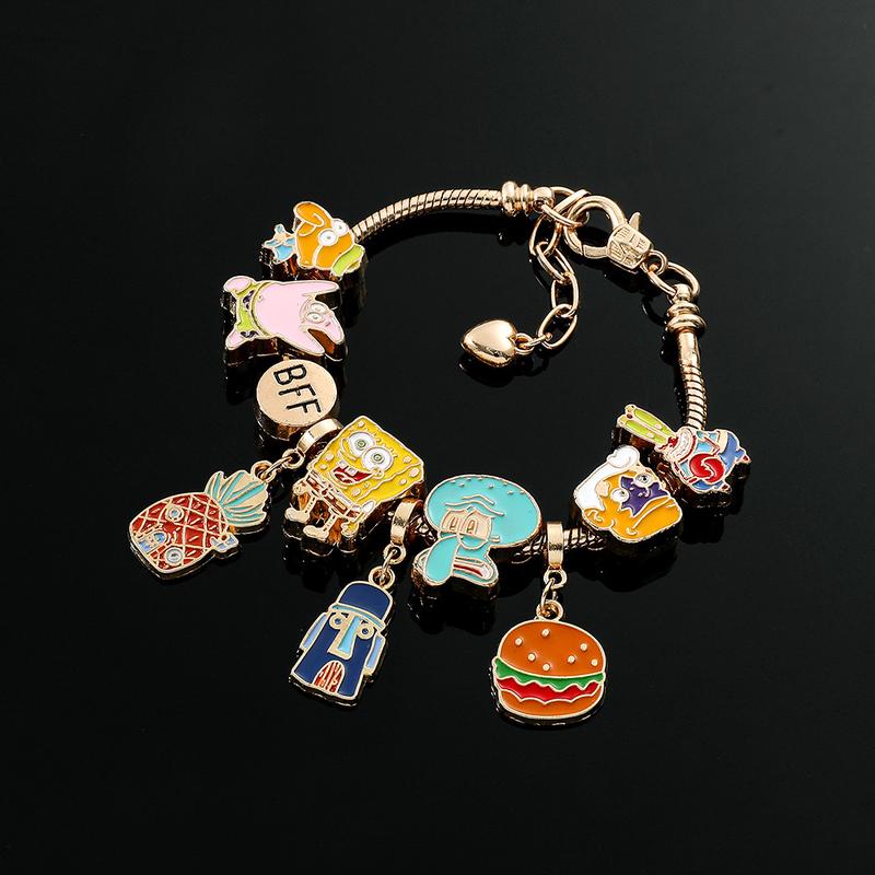 Cartoon Fashion SpongeBob SquarePants Bracelet DIY Beaded Bracelet Jewelry
