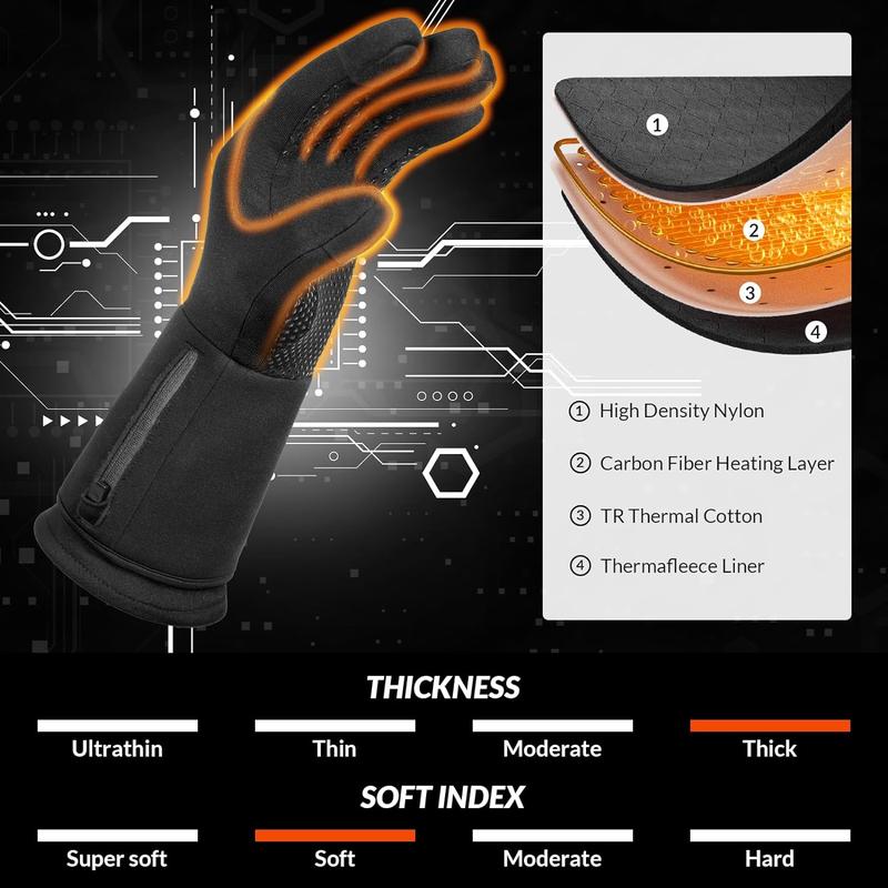 ANTARCTICA GEAR Heated Gloves Winter Liners Heating Gloves for Men and Women, 3200mAh Rechargeable Battery Included, Hand Warm Gloves for Cold Weather