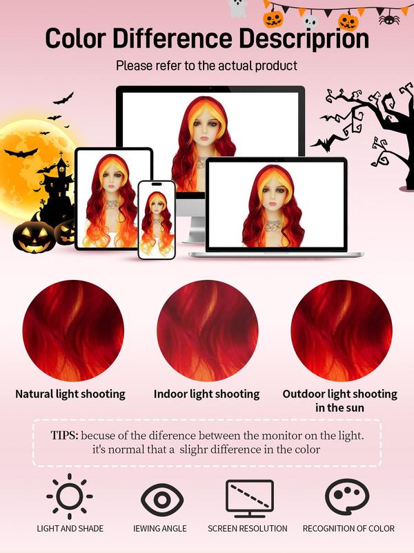 30 Inch Fashionable Ombre Color Long Wavy Wigs for Women, Gorgeous Fluffy Rooted Color Wigs without Bangs, Synthetic Heat Resistant Fiber Wigs for Women