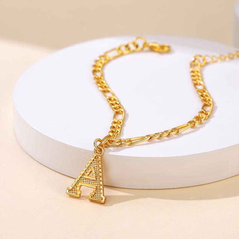 FaithHeart Letters Anklet Alphabets Foot Bracelet with Figaro Chains